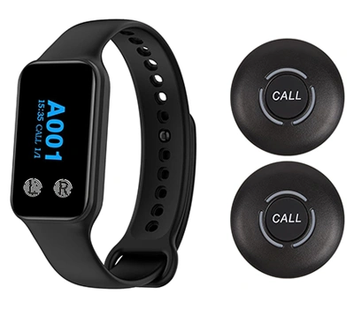 Mobile Waiter Paging System (Watch Receiver + 2 Button Pagers)