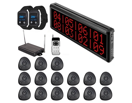 400D Display Receiver + M2 × 15 Two-Button Pagers + 200E × 2 Wristwatch Receivers + E4 Remote Controller + 160A Signal Amplifier